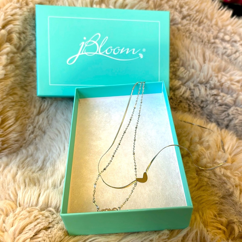 jBloom Silver Love Layered Heart Necklace